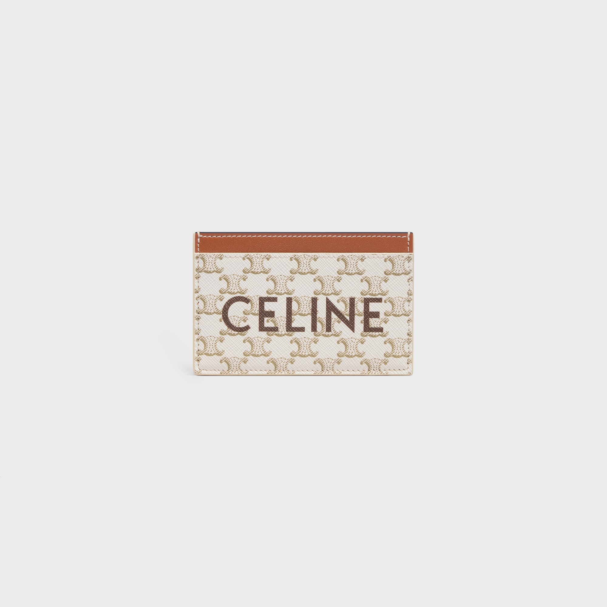 CARD HOLDER IN TRIOMPHE CANVAS WITH CELINE PRINT WHITE/TAN - Image 1